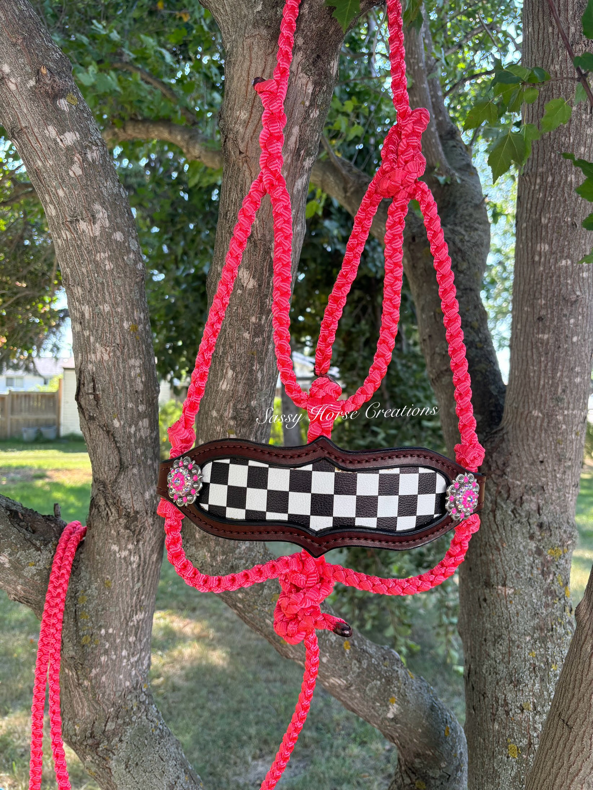 Neon Pink Checker Halter