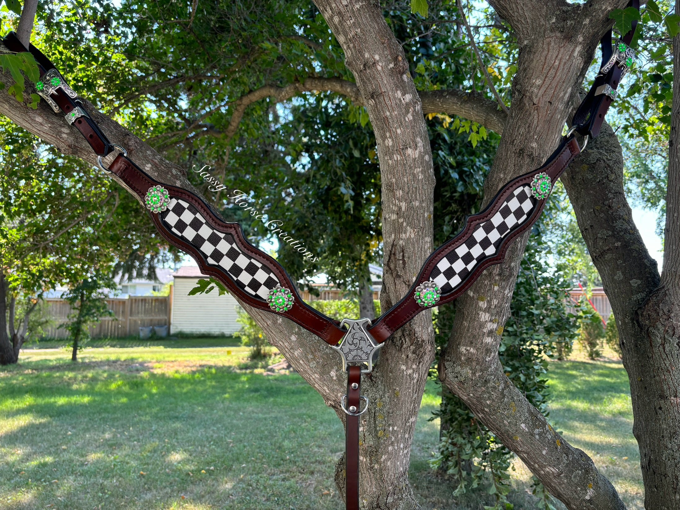 Neon Checker Breast Collar