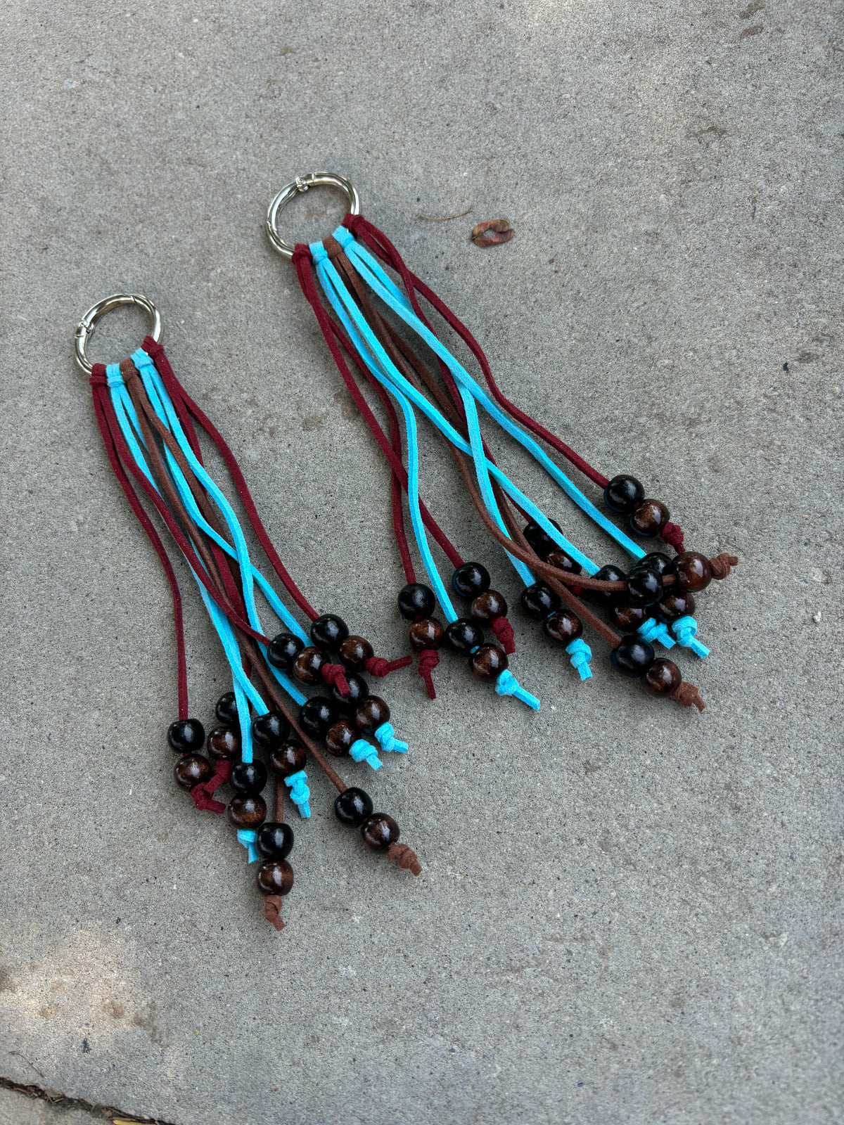 Boot Tassels - Turquoise and Burgundy