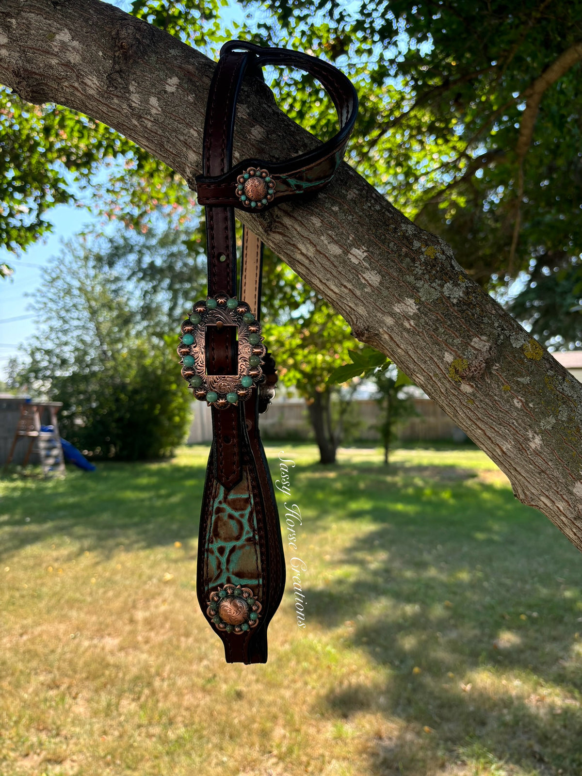 Turquoise Tortuous Shell Headstall