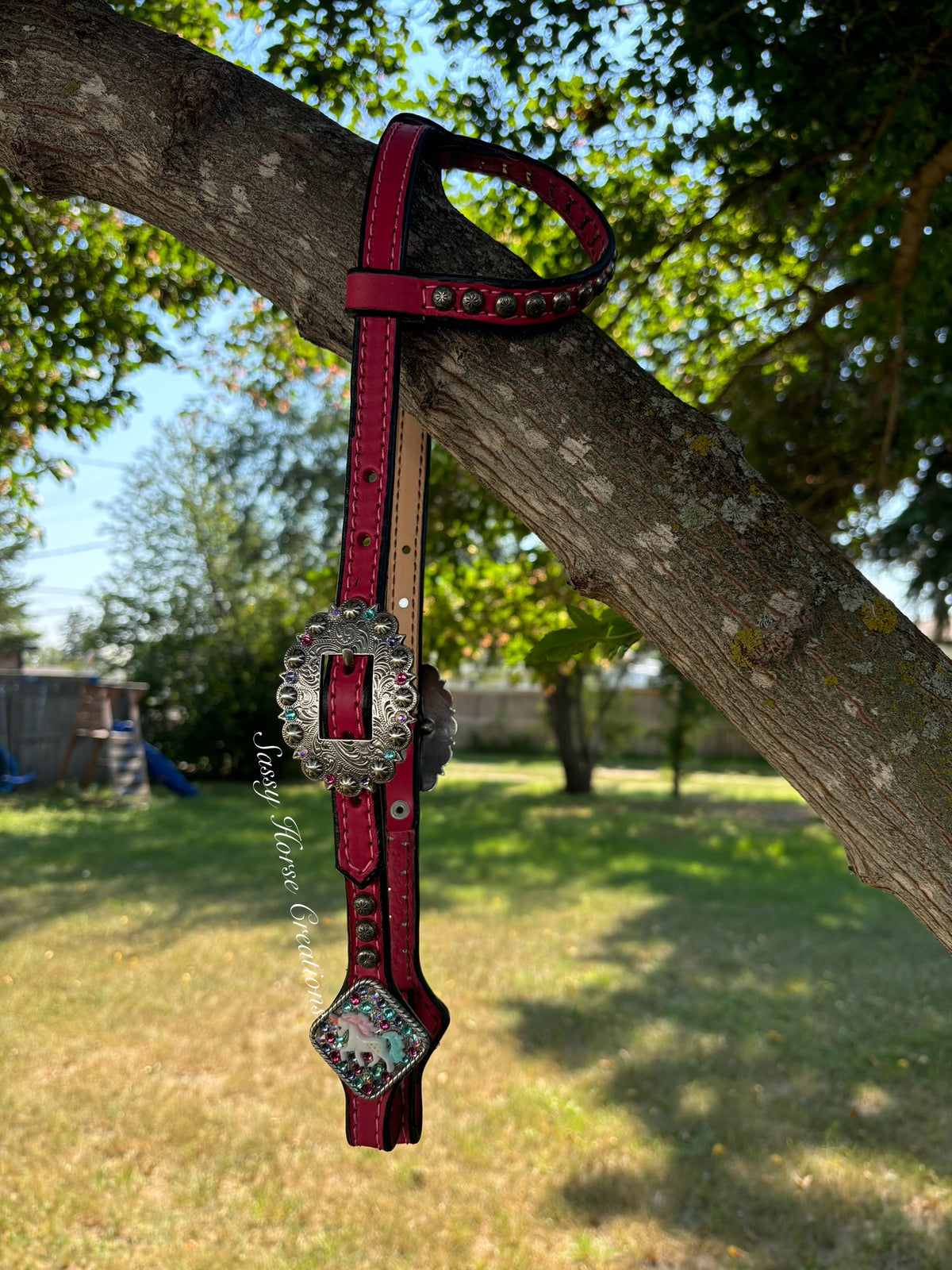 Pink Unicorn Short Cheek Headstall